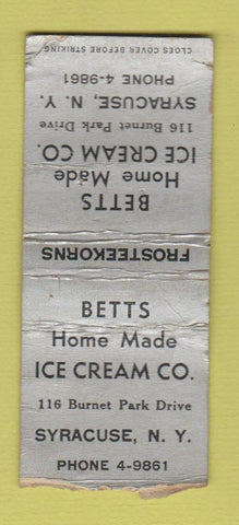 Matchbook Cover - Betts Ice Cream Syracuse NY WEAR BOBTAIL