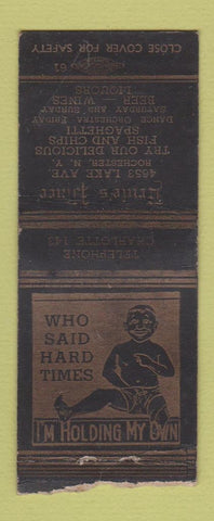 Matchbook Cover - Ernie's Place Rochester NY girlie back WEAR BOBTAIL