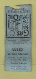 Matchbook Cover - Luzzo oil gas Tydol Veedol Syracuse NY POOR BOBTAIL