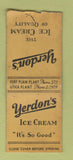 Matchbook Cover - Yerdon's Ice Cream Utica Fort Plain NY BOBTAIL
