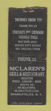 Matchbook Cover - Mclaren's Grill Restaurant Skaneateles NY WEAR BOBTAIL