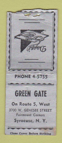Matchbook Cover - Green Gate Syracuse NY WEAR BOBTAIL