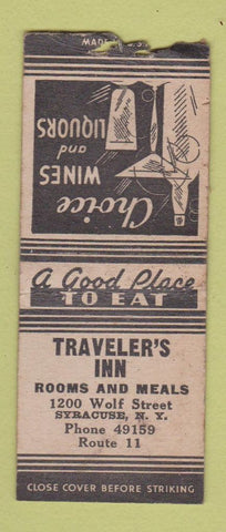Matchbook Cover - Traveler's Inn Syracuse NY BOBTAIL