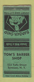 Matchbook Cover - Tom's Barber Shop Syracuse NY BOBTAIL