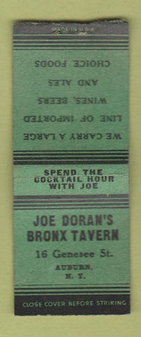 Matchbook Cover - Joe Doran's Bronx Tavern Auburn NY WORN BOBTAIL