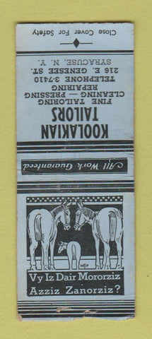 Matchbook Cover - Koolakian Tailors Syracuse NY BOBTAIL