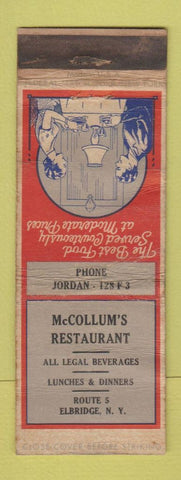 Matchbook Cover - McCollum's Restaurant Elbridge NY POOR