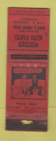 Matchbook Cover - Western Auto Parts POOR STRIKER WORN