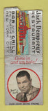 Matchbook Cover - Jack Dempsey's Restaurant New York City Boxing WORN BOBTAIL