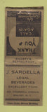 Matchbook Cover - J Sardella Restaurant Solvany NY WEAR BOBTAIL