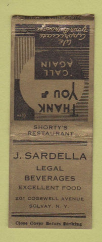Matchbook Cover - J Sardella Restaurant Solvany NY WEAR BOBTAIL