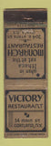 Matchbook Cover - Victory Restaurant Monarch Ithaca Cortland NY WORN