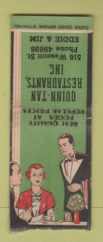 Matchbook Cover - Quinn Tann Restaurant Syracuse NY WEAR BOBTAIL