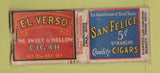 Matchbook Cover - El Verso Cigars San Felice DQ Lima OH WORN BOBTAIL