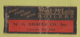 Matchbook Cover - Weil McLain Boilers Syracuse NY Shafer WORN BOBTAIL