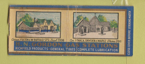 Matchbook Cover - HN Gordon oil gas Dryden Ithaca NY BOBTAIL