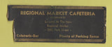 Matchbook Cover - Regional Market Cafeteria Syracuse? NY WEAR BOBTAIL
