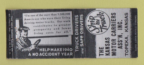 Matchbook Cover - Kansas Motor Carriers Trucking Topeka KS BOBTAIL