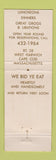 Matchbook Cover - The Cape Half House West Harwich MA Full Length