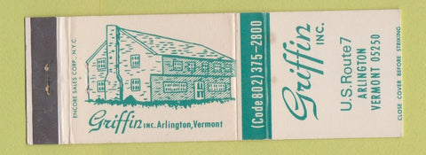 Matchbook Cover - Griffin Inc Arlington VT Furniture WEAR