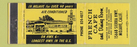 Matchbook Cover - French Cafe Mojave CA WEAR