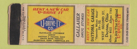 Matchbook Cover - Daytonia Garage Dayton OH Rental Cars WEAR