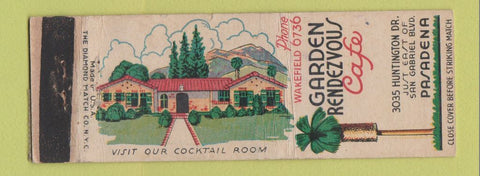 Matchbook Cover - Garden Rendezvous Cafe Pasadena CA WORN