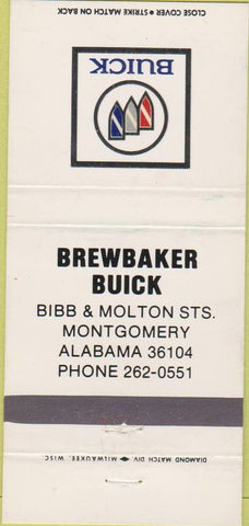 Matchbook Cover - Brewbaker Buick Montgomery AL 30 Strike