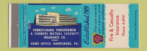 Matchbook Cover - Pennsylvania Theshermen Insurance Harrisburg PA WEAR