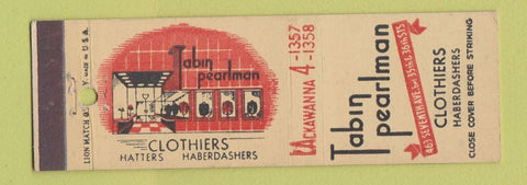 Matchbook Cover - Tabin Pearlman Men's Clothes New York City