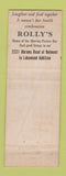 Matchbook Cover - Rolly's Restaurant Bar Movies