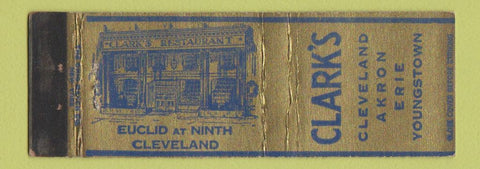 Matchbook Cover - Clark's Restaurants Cleveland Akron Erie Youngstown OH WEAR
