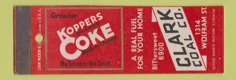 Matchbook Cover - Koppers Coke Coal Clark Chicago IL SAMPLE