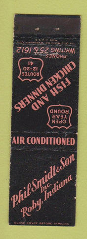 Matchbook Cover - Phil Smidt & Son Restaurant Roby IN MIDGET