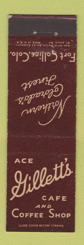 Matchbook Cover - Ace Gillett's Cafe Fort Collins Colorado MIDGET