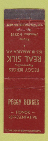 Matchbook Cover - Peggy Berges Real Silk Nylons Socks Lingerie MIDGET