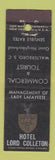Matchbook Cover - Hotel Lord Colleton Walterboro SC MIDGET