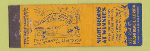 Matchbook Cover - Winnie's Waffles Miami Beach FL MIDGET