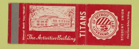 Matchbook Cover - University of Detroit Titans MI
