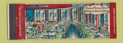 Matchbook Cover - Washington National Airport DC Terrace Dining Room Full Length