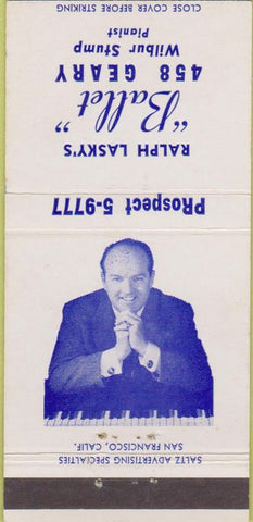 Matchbook Cover - Ralph Lasky's Ballet San Francisco CA piano 30 Strike