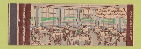 Matchbook Cover - Washington National Airport DC Terrace Dining Room Full Length