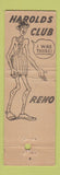 Matchbook Cover - Harold's Club Casino Reno NV Full Length