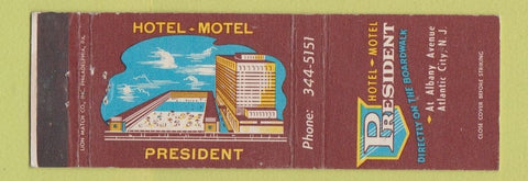 Matchbook Cover - Hotel Motel President Atlantic City NJ