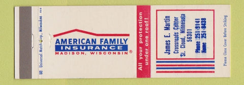 Matchbook Cover - American Family Insurance James Martin St Cloud MN