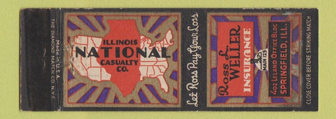 Matchbook Cover - Ross Weller Insurance Springfield IL WEAR