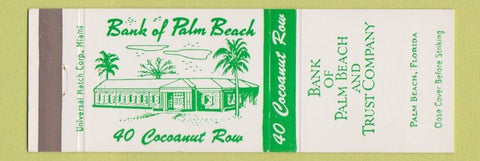 Matchbook Cover - Bank of Palm Beach FL