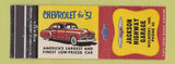 Matchbook Cover - 1951 Chevrolet Jackson Highway Garage Mulberry IN low phone #