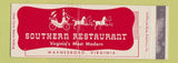Matchbook Cover - Southern Restaurant Waynesboro VA WEAR Full Length