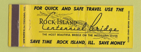 Matchbook Cover - Rock Island Centennial Bridge IL WEAR Full Length
